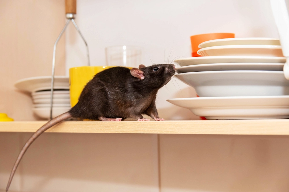 rat in kitchen; rodents spread diseases